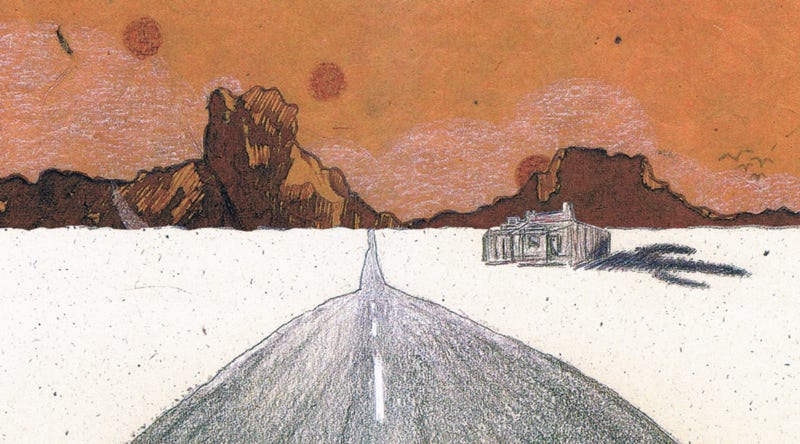 Desert road illustration.